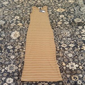Universal Thread Tan and Cream Striped Maxi Dress